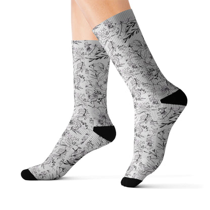 Peonies Tattoo Artwork - Socks