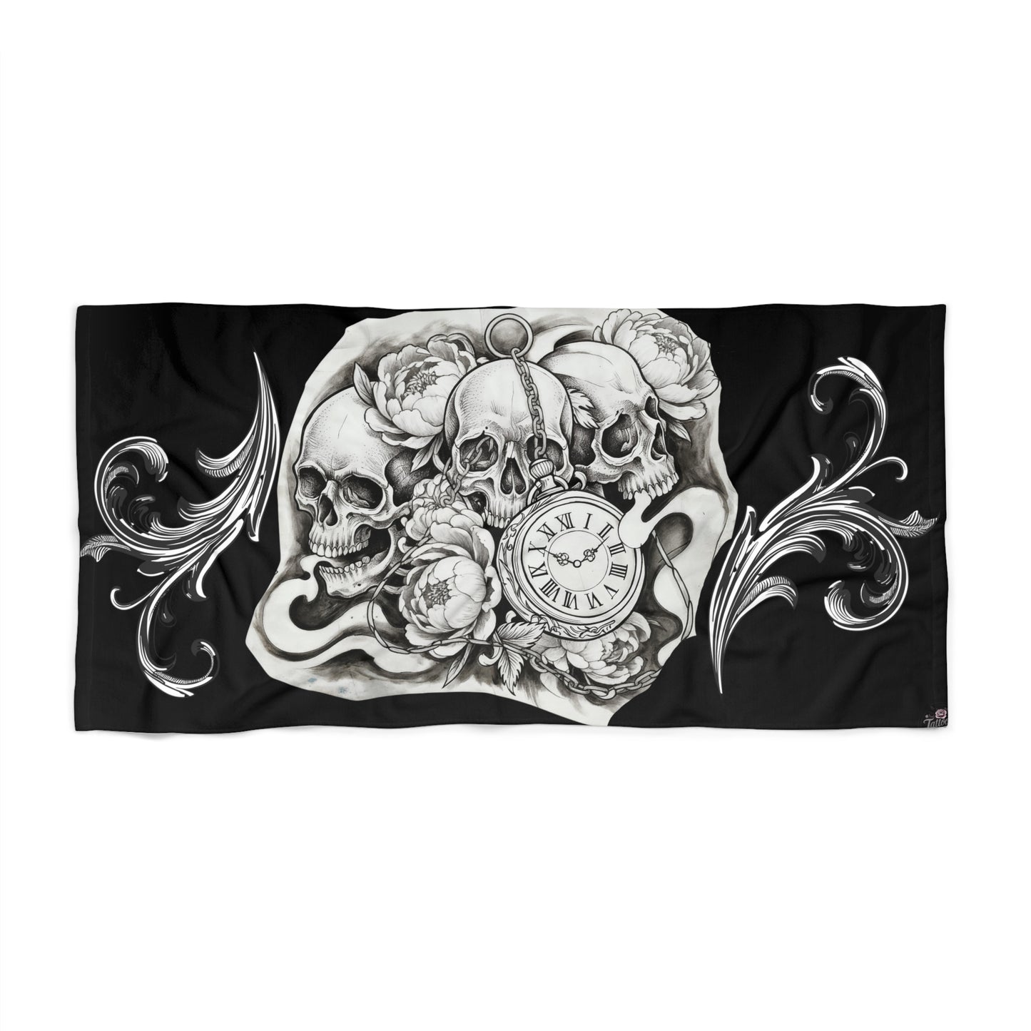 Skull Time - Beach Towel — Gothic Beach Towel (Small & Large)