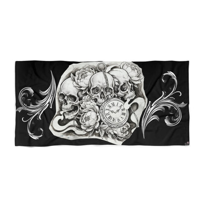 Skull Time - Beach Towel — Gothic Beach Towel (Small & Large)