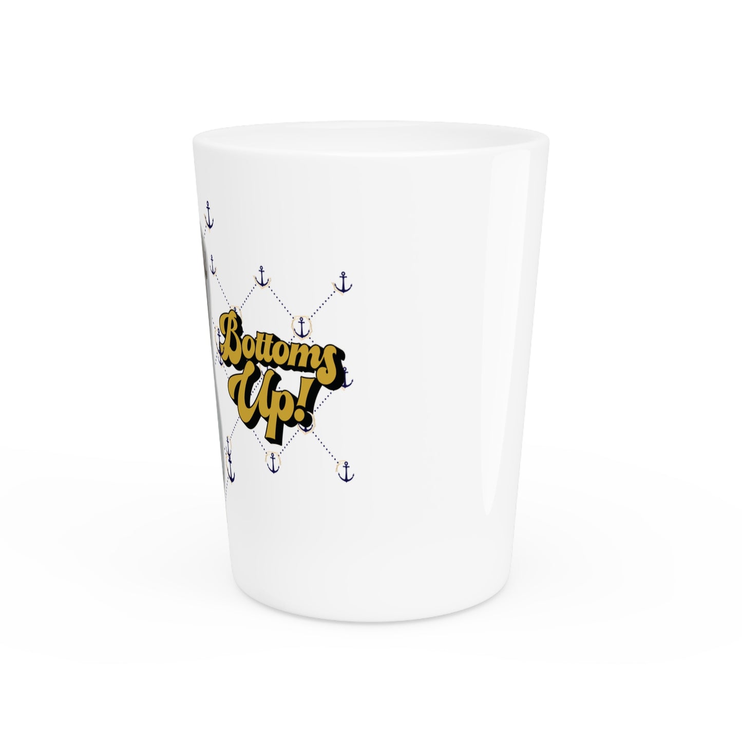Vintage Sailor Girl Artwork and BOTTOMS UP - Ceramic Shot Glass