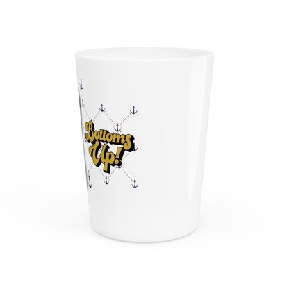 Vintage Sailor Girl Artwork and BOTTOMS UP - Ceramic Shot Glass
