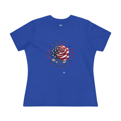 Happy 250th America A Birthday Rose - Women’s Plain Jersey T-Shirt