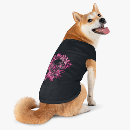 Floral Skull and Dragonfly Tattoo Art (Pink) - Black Pet Tank Top – White Pet Tank Top