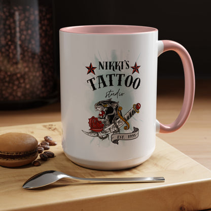 Nikki's Tattoo Studio Collection - Panther Dagger Rose - Ceramic Mug
