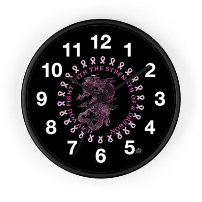 Dragon Strength - Wall Clock Black Background