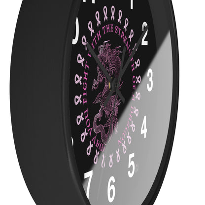 Dragon Strength - Wall Clock Black Background