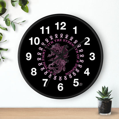 Dragon Strength - Wall Clock Black Background