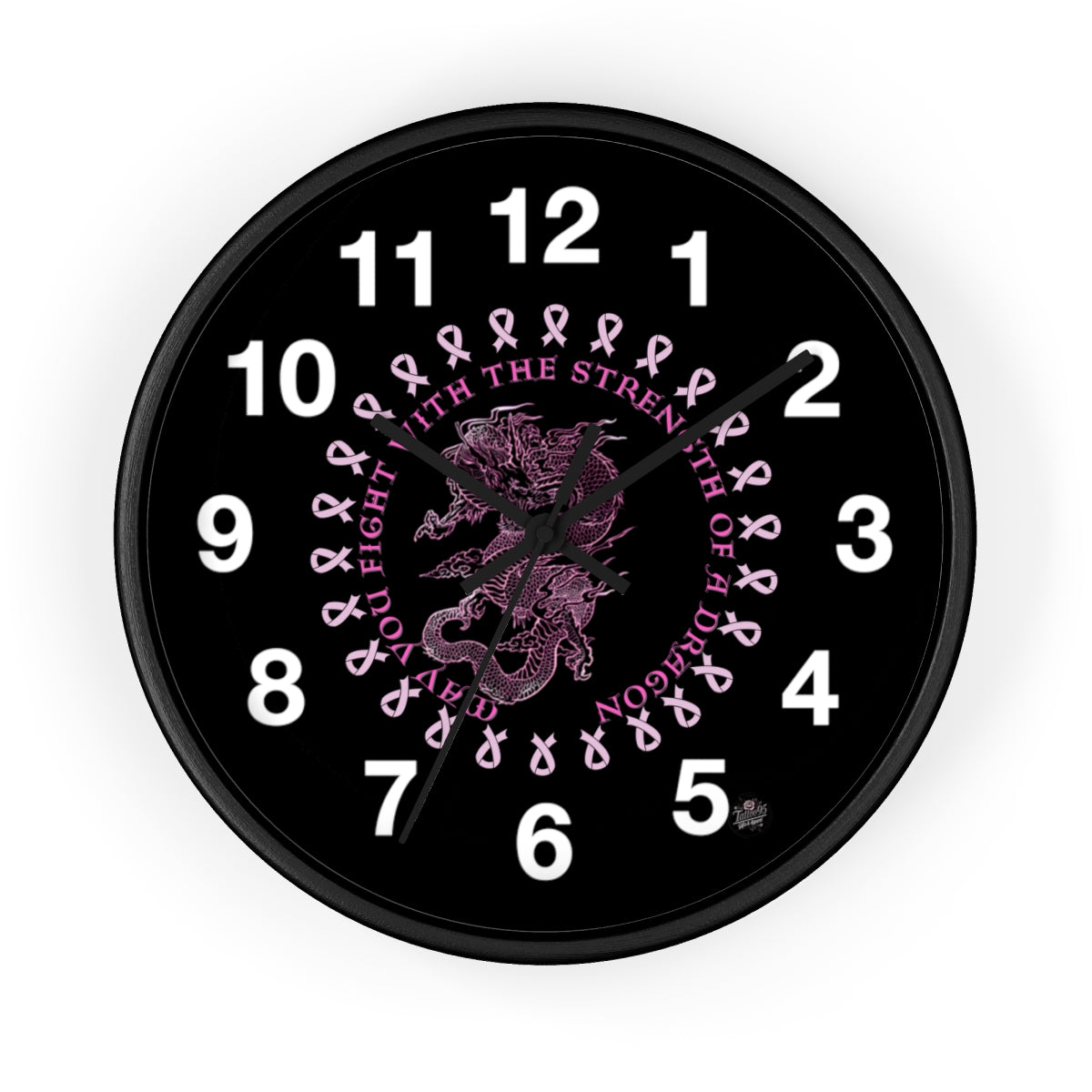 Dragon Strength - Wall Clock Black Background