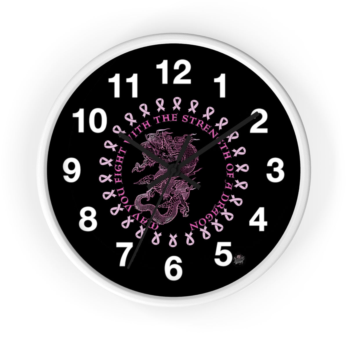 Dragon Strength - Wall Clock Black Background