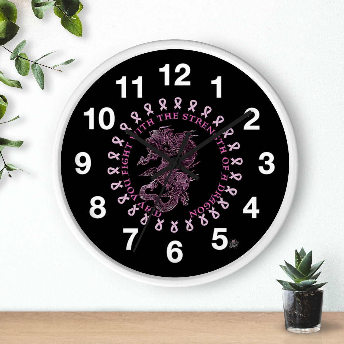 Dragon Strength - Wall Clock Black Background