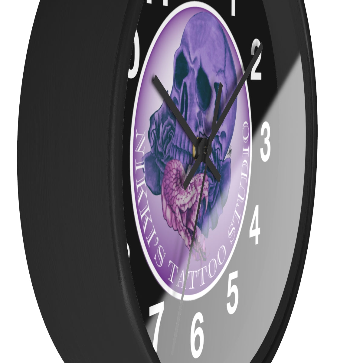 Nikki's Tattoo Studio Collection - Skull and Snake Logo - Wall Clock