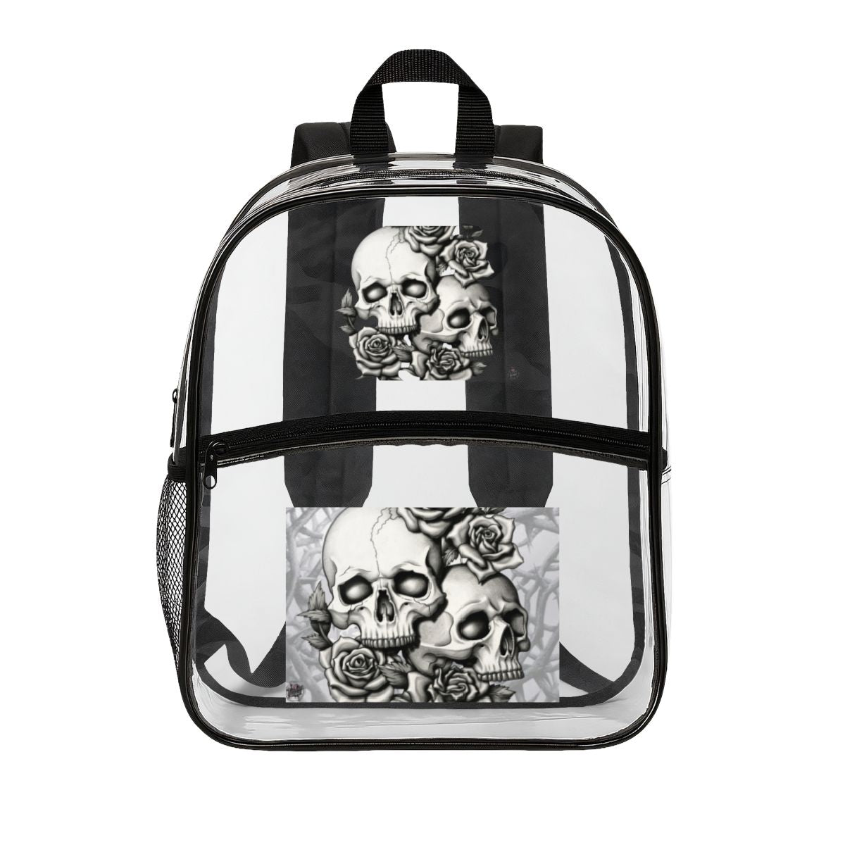 Gothic Skull & Rose Transparent School Bag - Clear Backpack