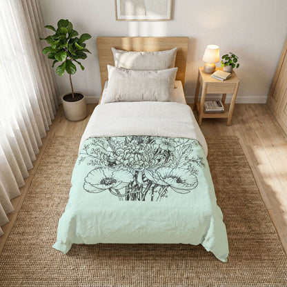 Wildflowers Cotton Comforter — Soft White Down Alternative Duvet Insert