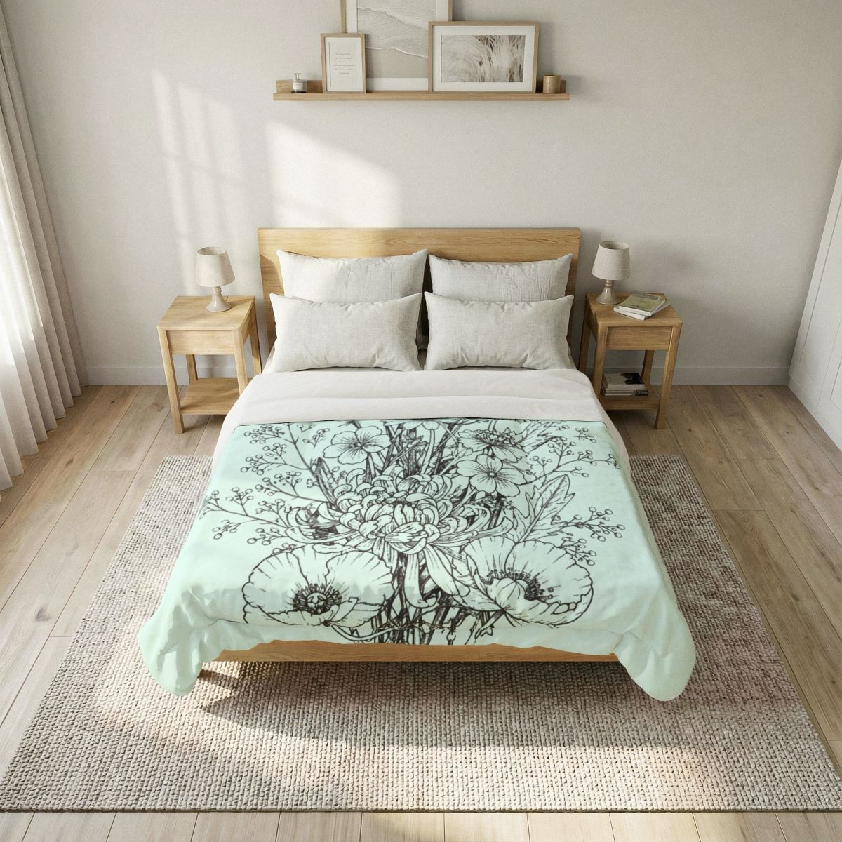 Wildflowers Cotton Comforter — Soft White Down Alternative Duvet Insert