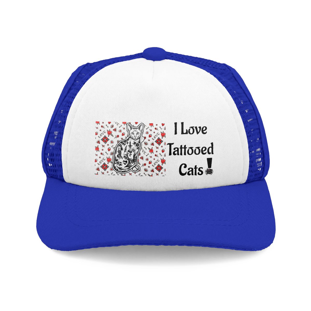 Dog Trucker Hat — "I Love Tattooed Cats" Graphic Cat Lover Cap