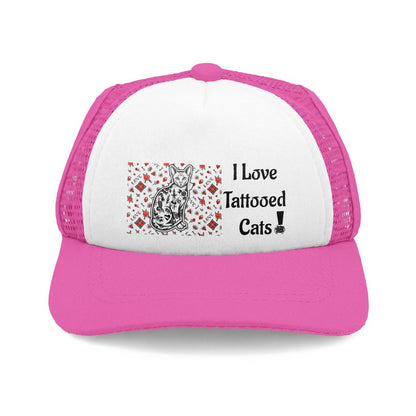 Dog Trucker Hat — "I Love Tattooed Cats" Graphic Cat Lover Cap