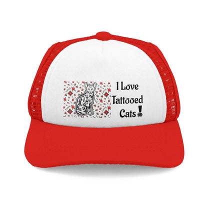Dog Trucker Hat — "I Love Tattooed Cats" Graphic Cat Lover Cap