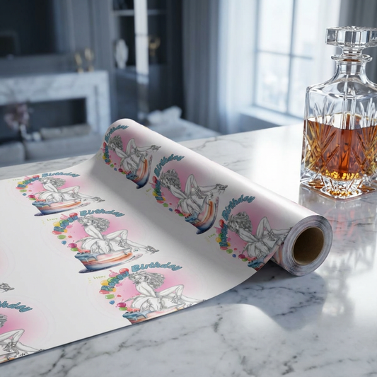Gift Wrapping Paper, BIRTHDAY Pretty Bunny Pin Up