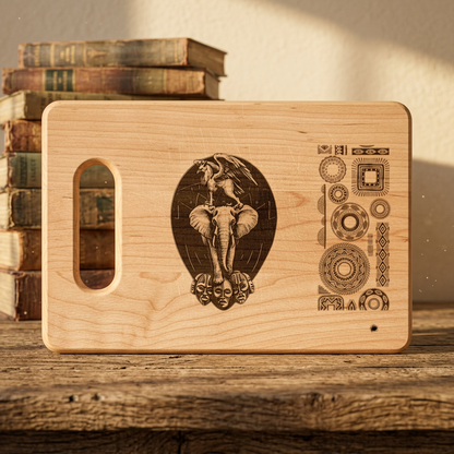 African-Inspired Totem Tattoo Engraved Wooden Cutting Board — Decorative Serving & Chopping Board
