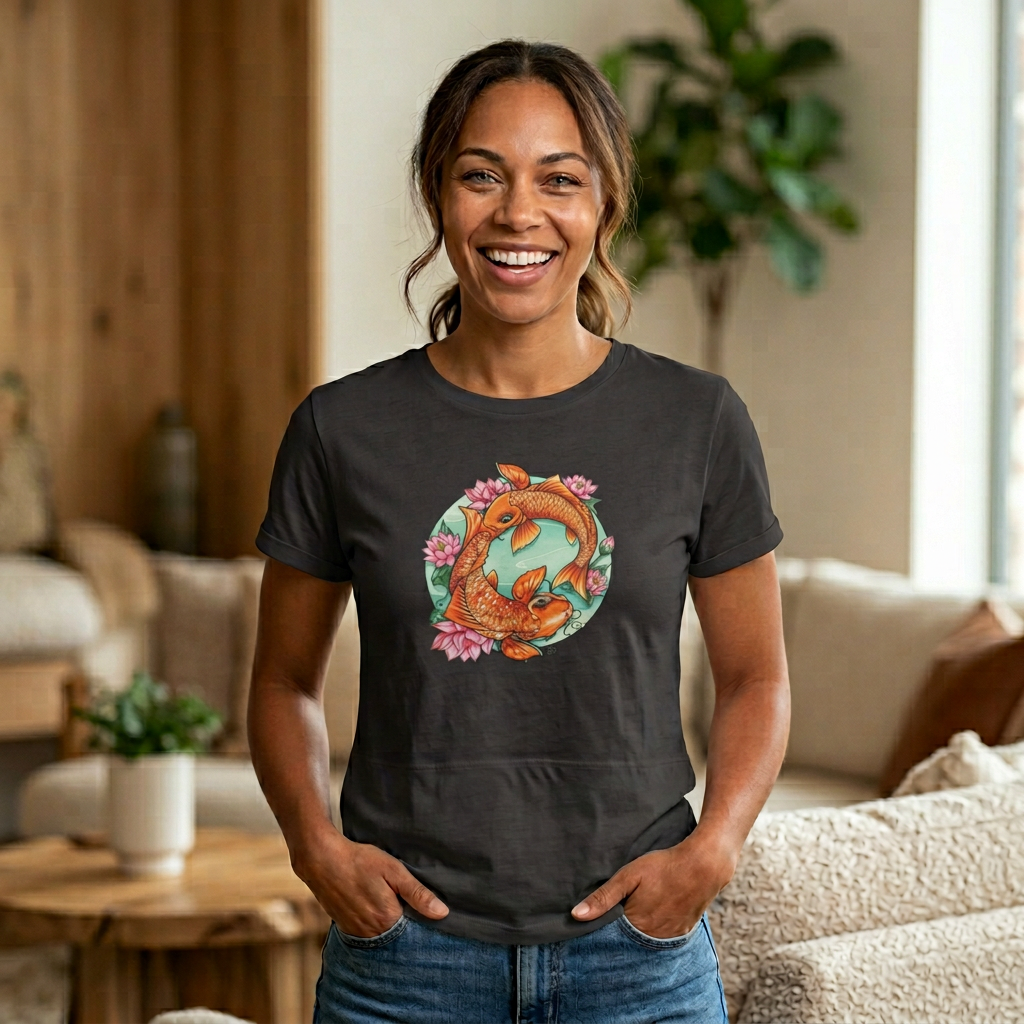 Koi Fish Tattoo - Women's Crop Top — White Festival Cropped T-Shirt