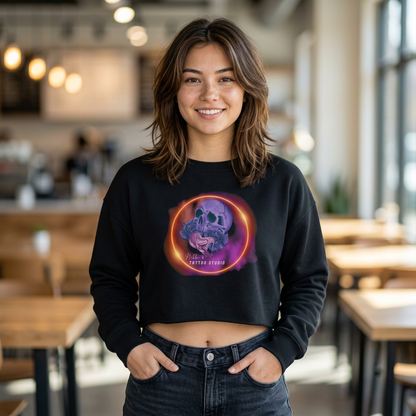 Nikki's Tattoo Studio Collection - Skull and Snake Logo - Women's Sweatshirt Cropped