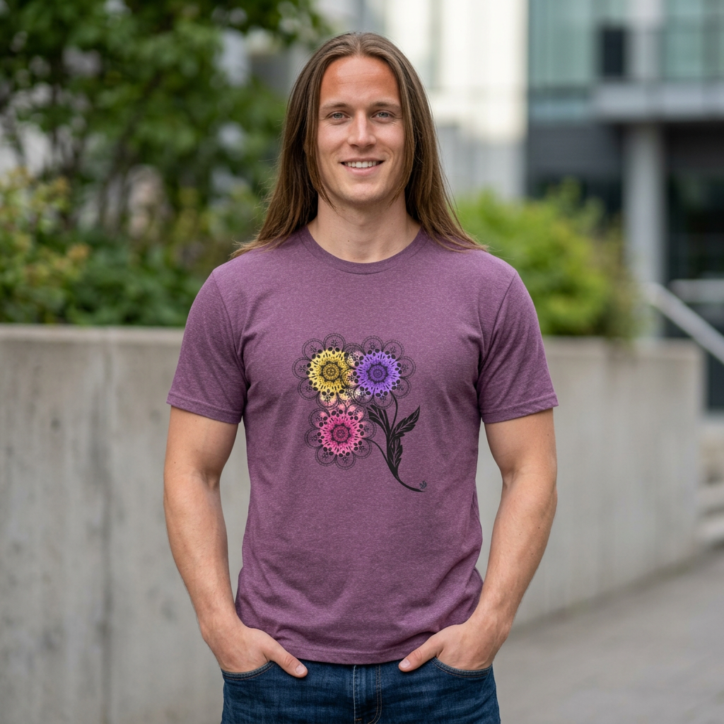 Skull Flower Mandala Trio - Unisex T-Shirt — Sugar Skull Back Medallion