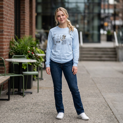 Live Free, Sail Wild Pirate Lady with Back Quote "I’m the Storm You Saw Coming" - Gildan Adult Long Sleeve Ultra Cotton T-Shirt