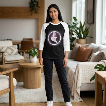 Baseball Tee — Retro Pinup Moon Girl 3/4 Sleeve Raglan