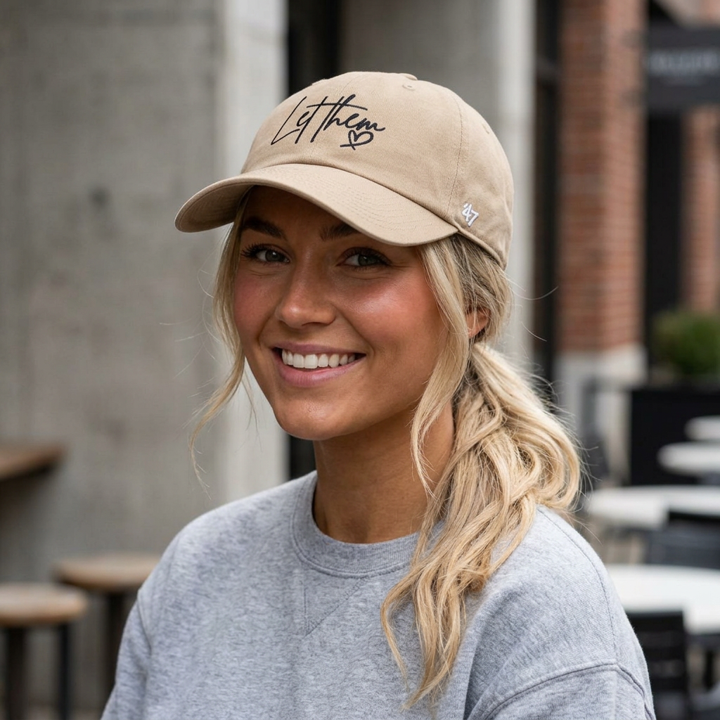 Let Them Heart Embroidered Baseball Cap — Casual Script Hat for Everyday Wear