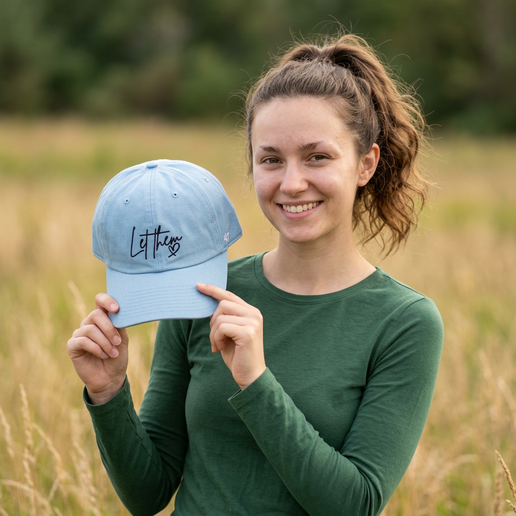 Let Them Heart Embroidered Baseball Cap — Casual Script Hat for Everyday Wear
