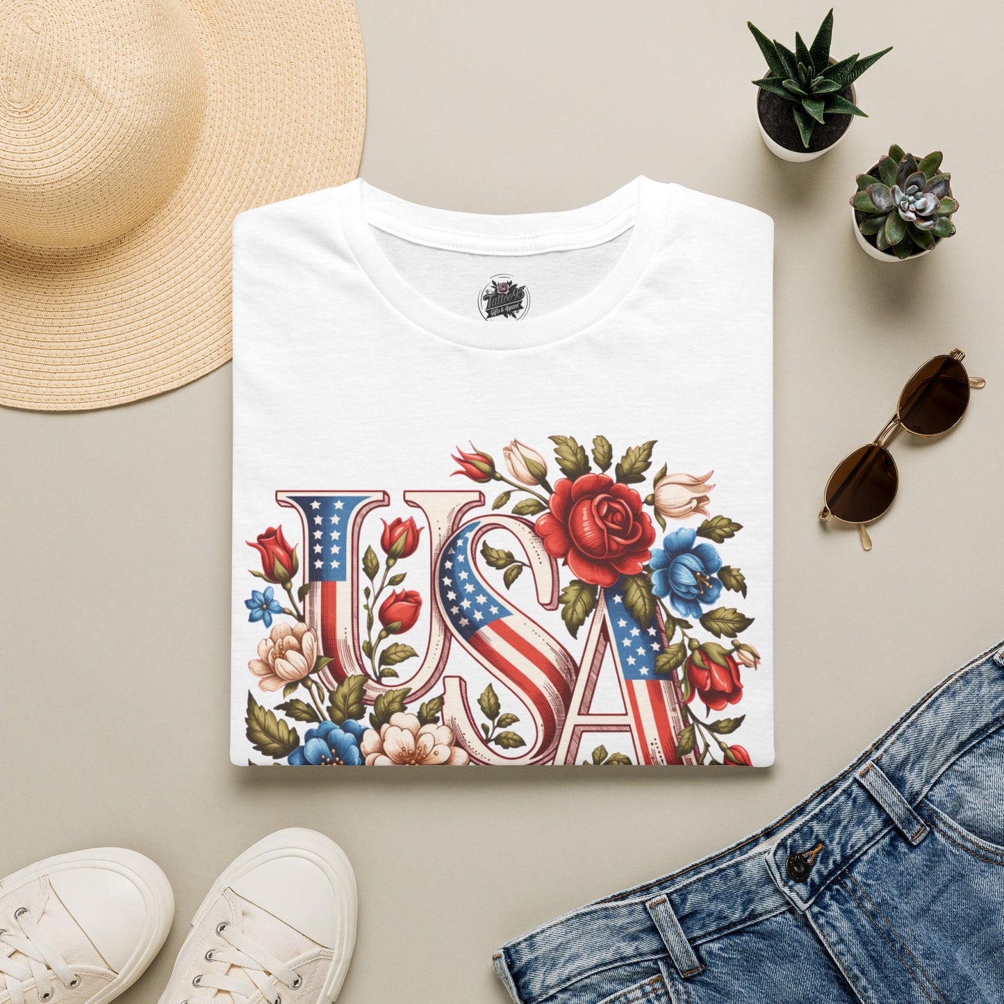 Floral USA 250th T-Shirt — Happy Birthday America