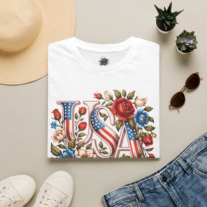 Floral USA 250th T-Shirt — Happy Birthday America