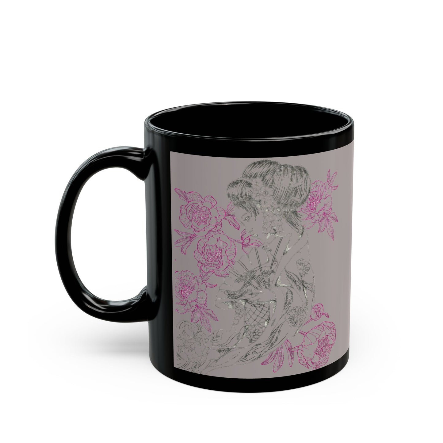 Flowing Geisha Tattoo - Coffee Mug — 11oz & 15oz - Choose Background Color