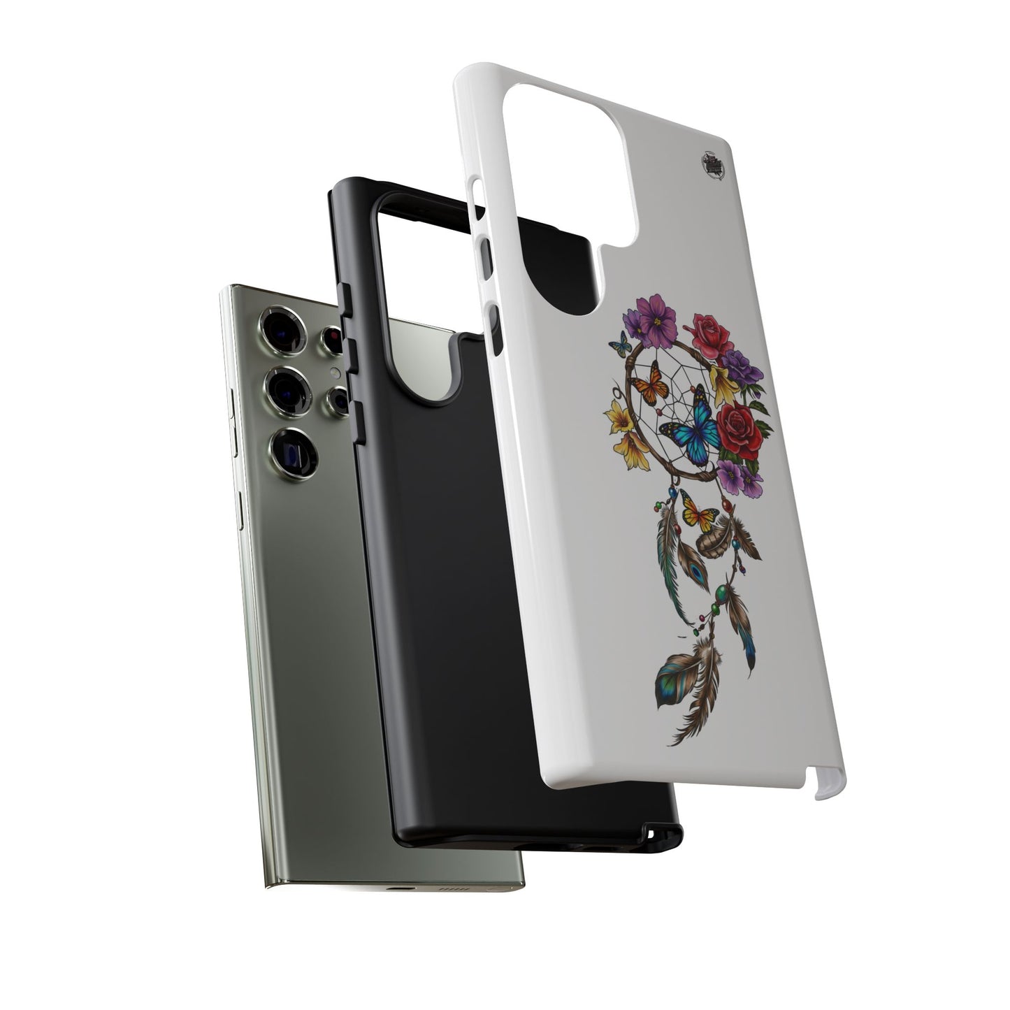 Dreamcatcher &  Butterflies White — Tough Galaxy S10-S25 Series Protective Cover
