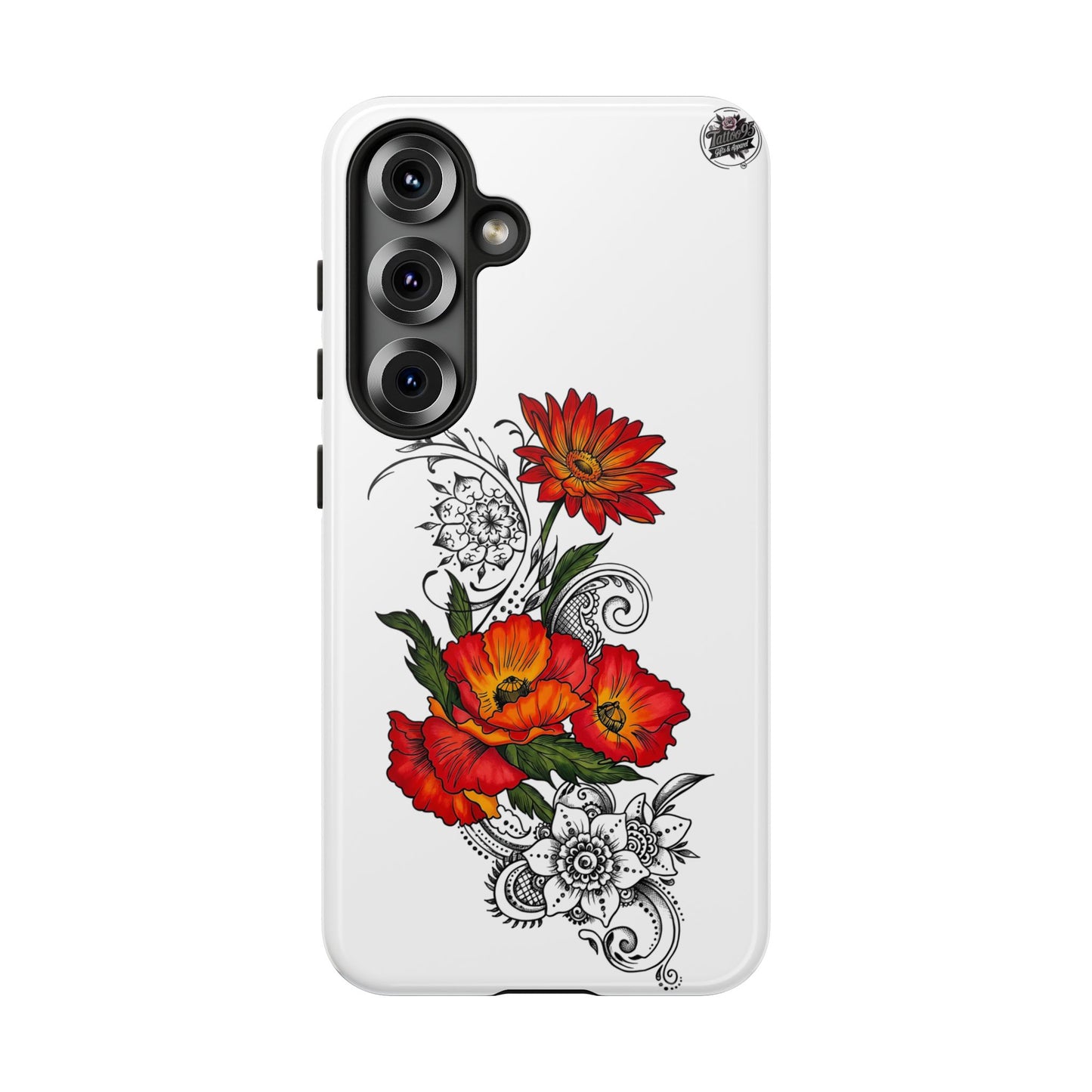 Floral Red Poppy - Tough Galaxy Phone Case Series S10-S25 Series