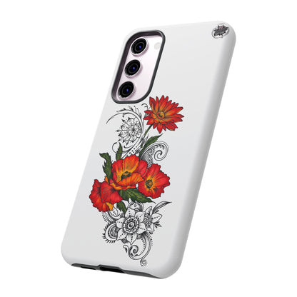 Floral Red Poppy - Tough Galaxy Phone Case Series S10-S25 Series