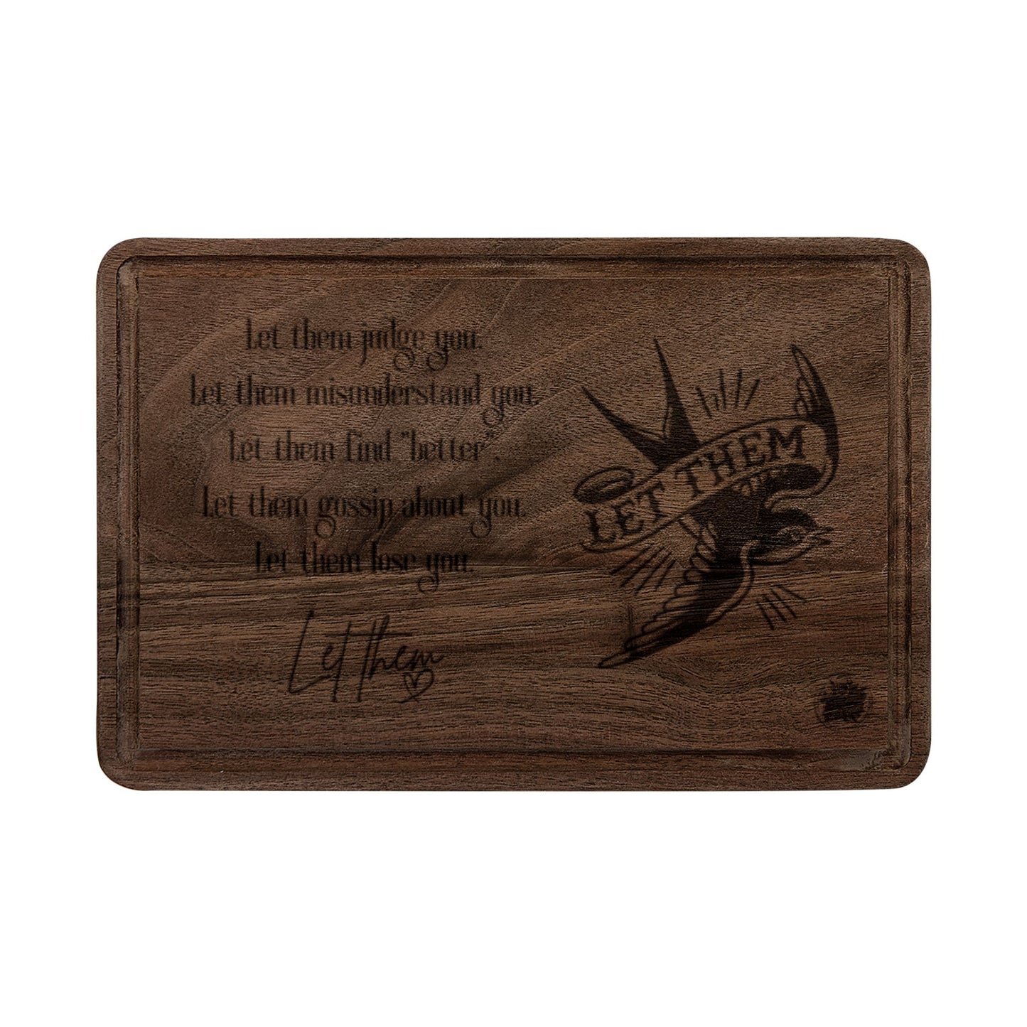 Let Them Mantra with Swallow Bird - Cutting Board - Wood Engraved Paddle & Rectangular