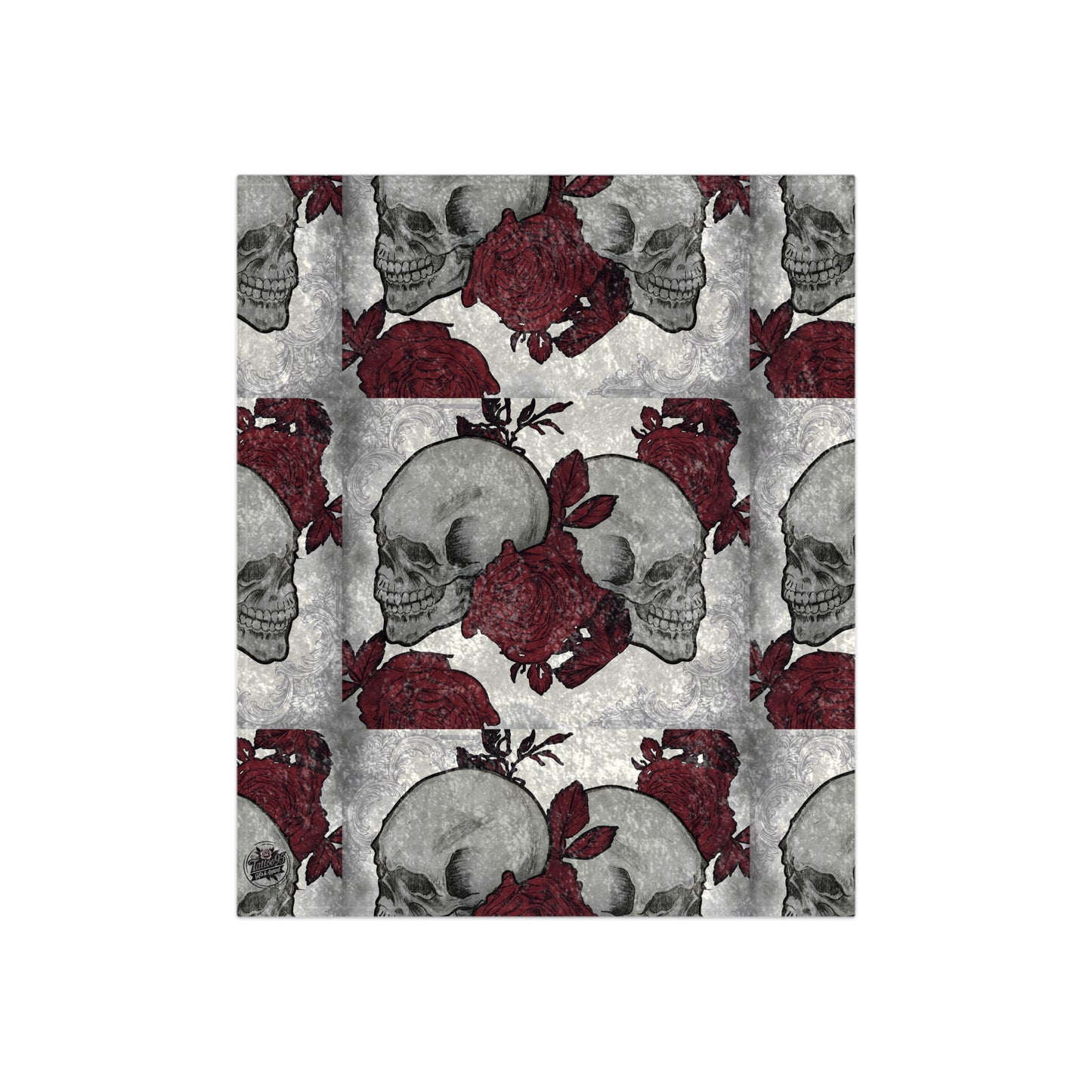 Skulls and Roses  - Crushed Velvet Blanket