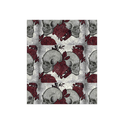 Skulls and Roses  - Crushed Velvet Blanket