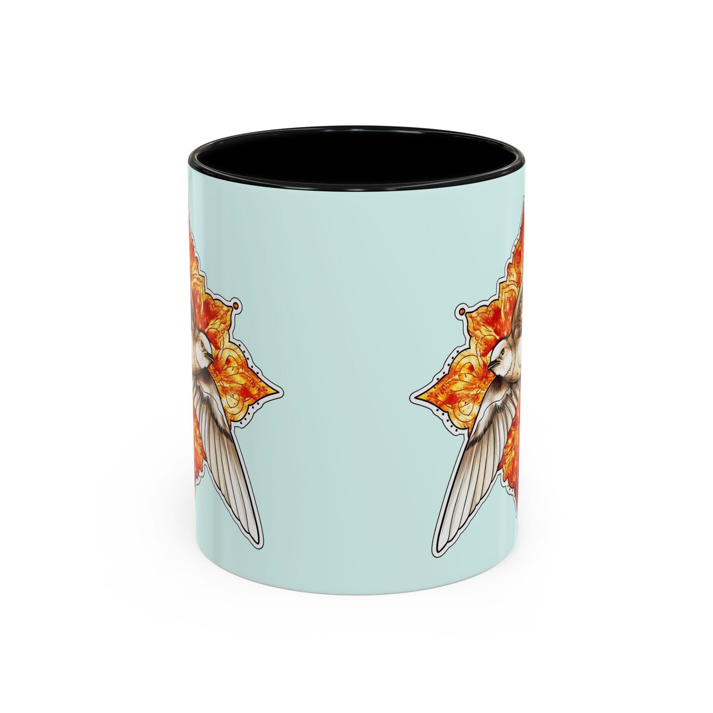 Swallow & Autumn Leaf Accent Coffee Mug — Ceramic Bird Lover Gift (11/15oz)