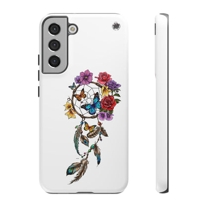 Dreamcatcher &  Butterflies White — Tough Galaxy S10-S25 Series Protective Cover