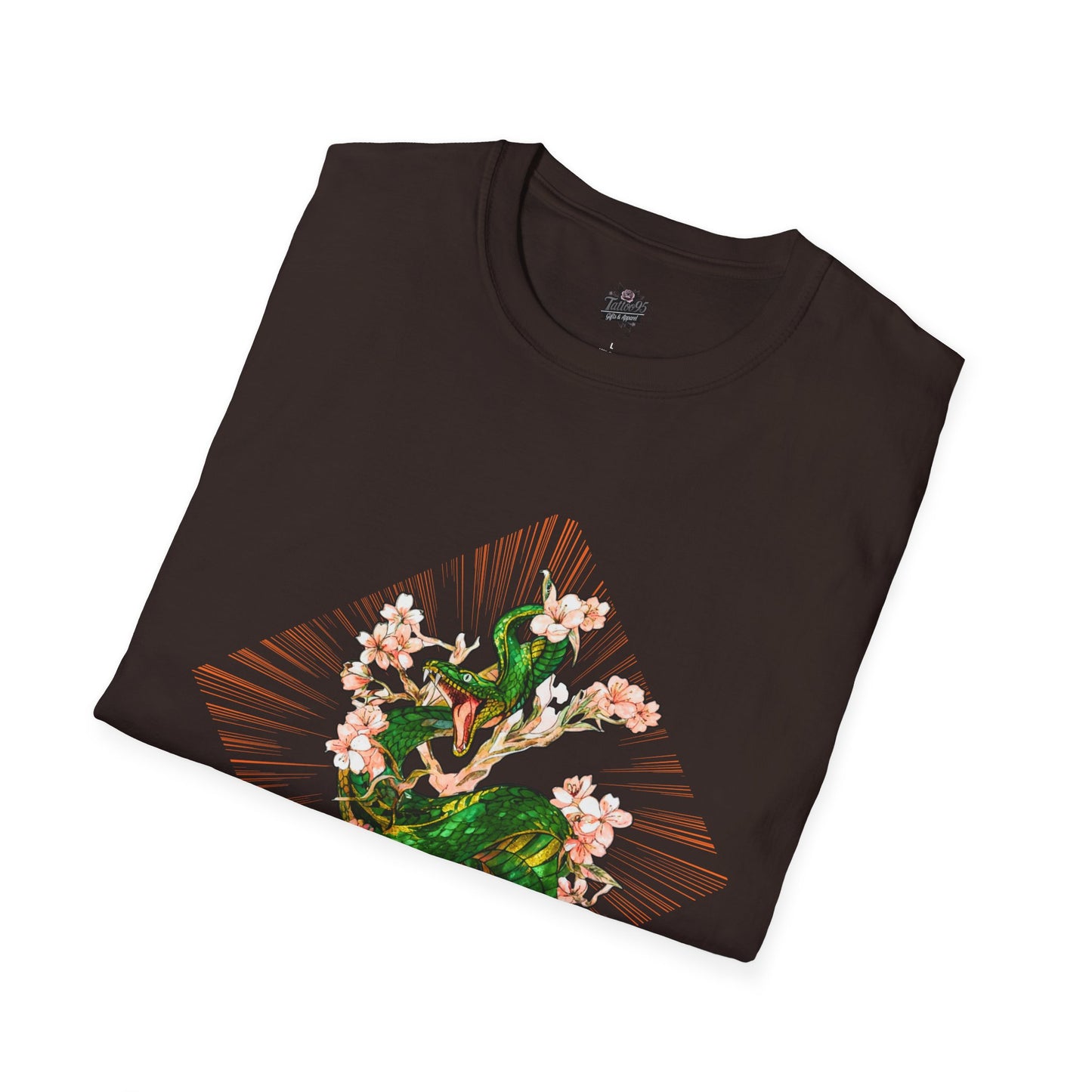 Snake and Cherry Blossoms - Unisex Softstyle T-Shirt