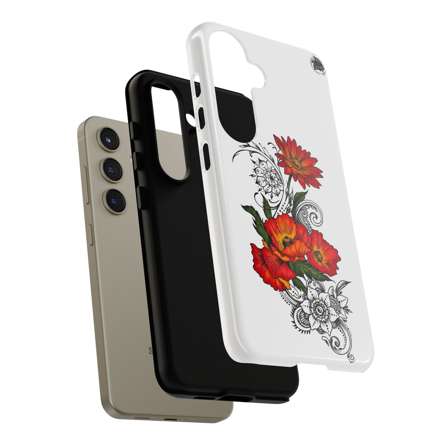 Floral Red Poppy - Tough Galaxy Phone Case Series S10-S25 Series