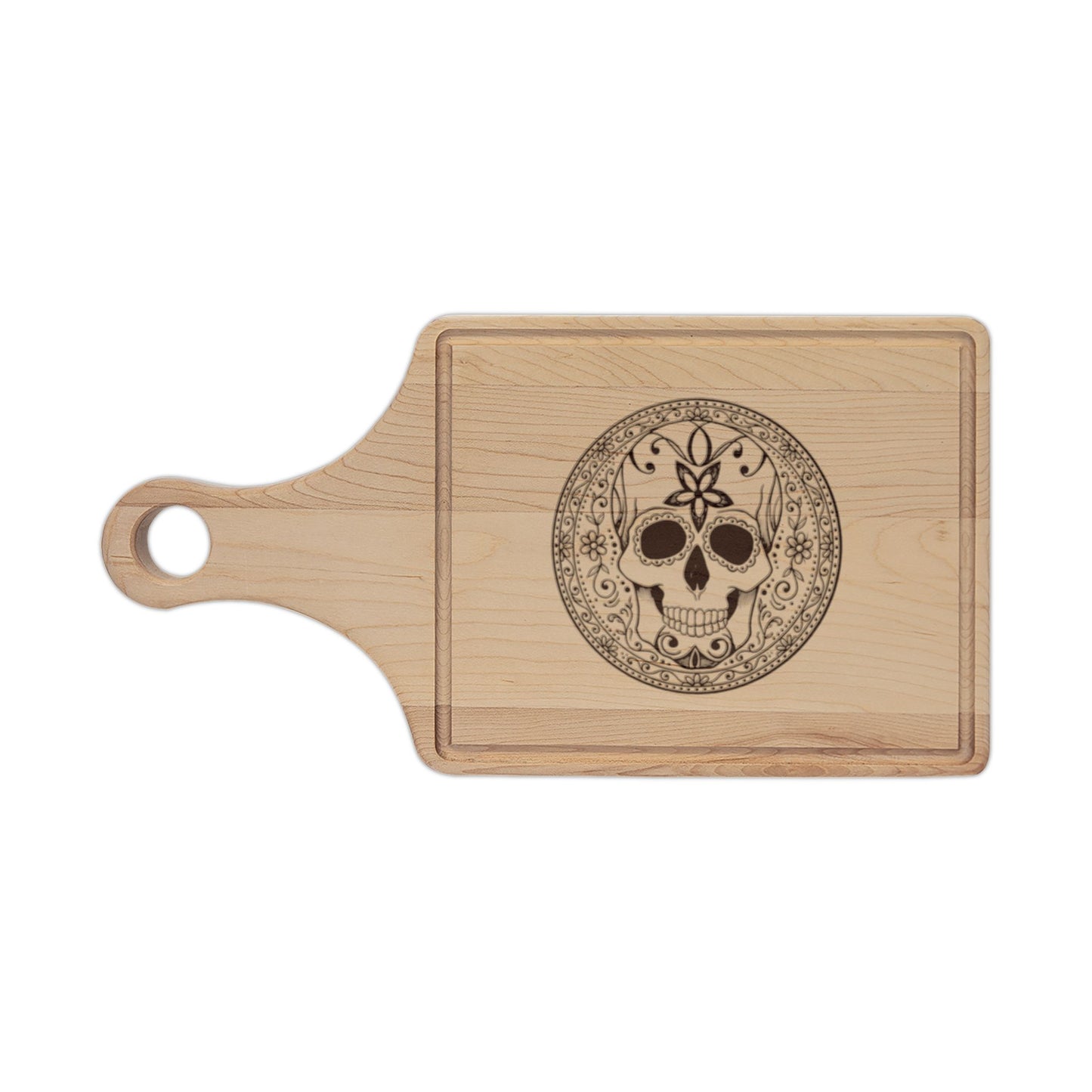 Sugar Skull Engraved Cutting Board — Gothic Decorative Serving & Chopping Board
