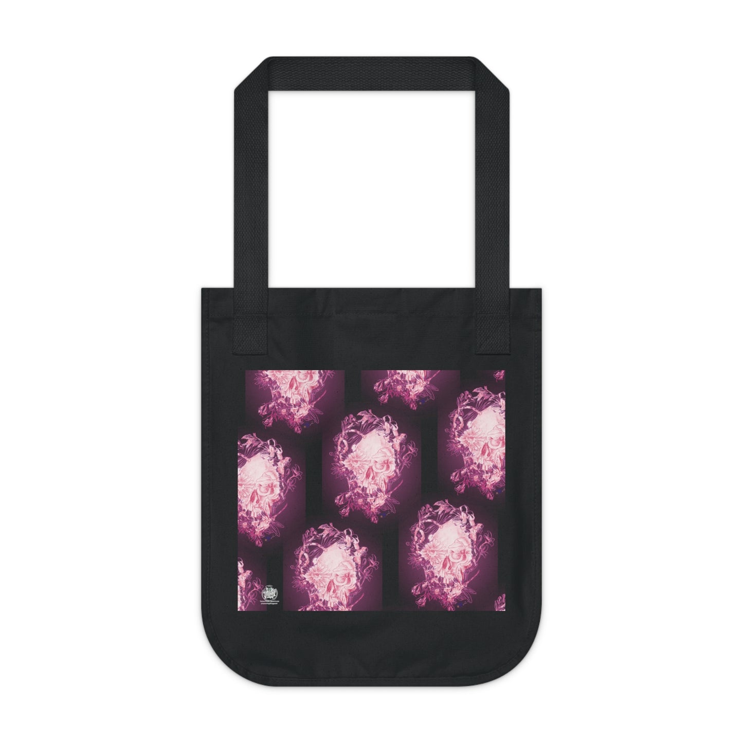 Floral Skull and Dragonfly Tattoo Art (Pink) - Organic Canvas Tote Bag — Pink Tattoo Artwork