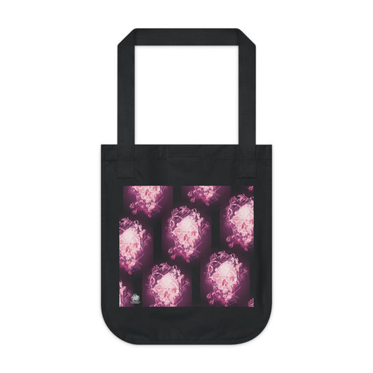 Floral Skull and Dragonfly Tattoo Art (Pink) - Organic Canvas Tote Bag — Pink Tattoo Artwork