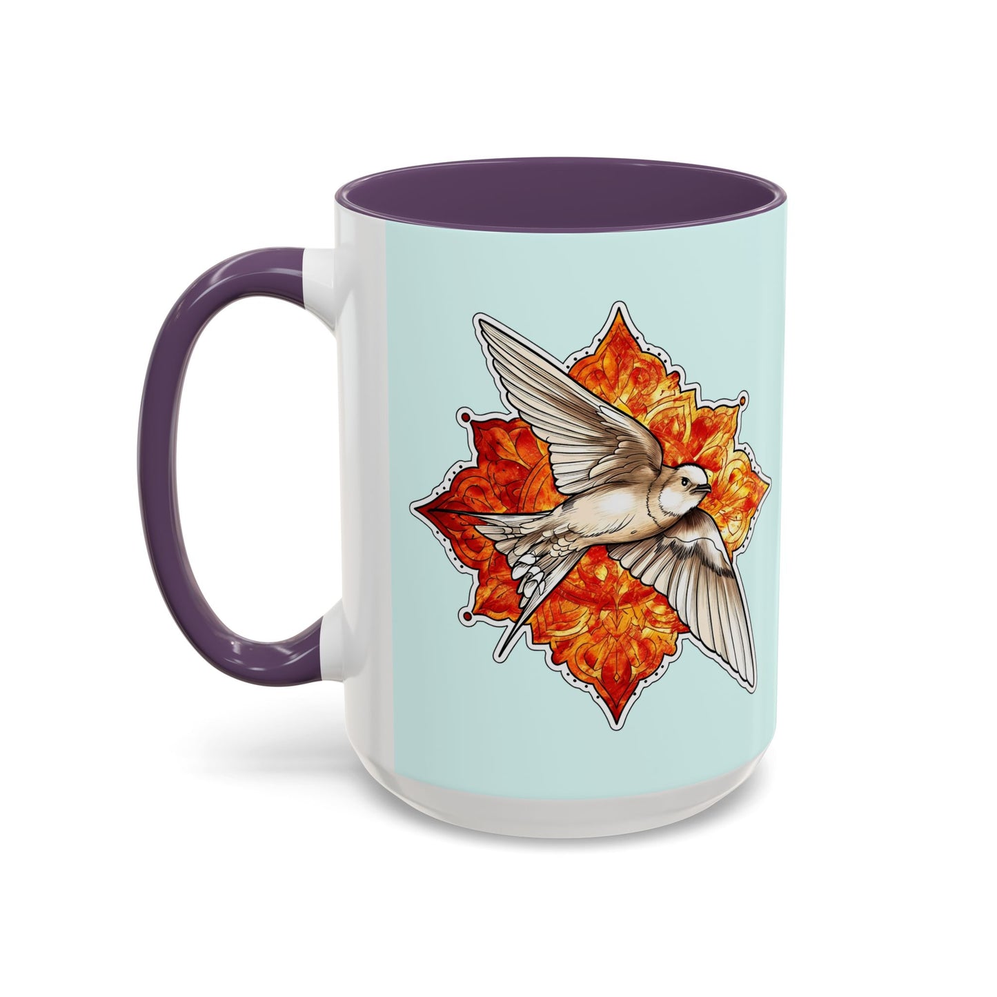 Swallow & Autumn Leaf Accent Coffee Mug — Ceramic Bird Lover Gift (11/15oz)