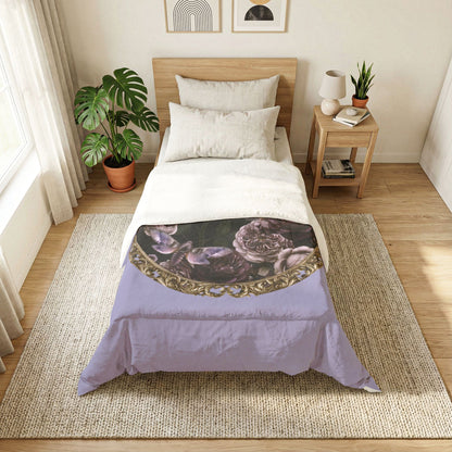Vintage Floral Cotton Comforter – Dark Botanical Bedspread