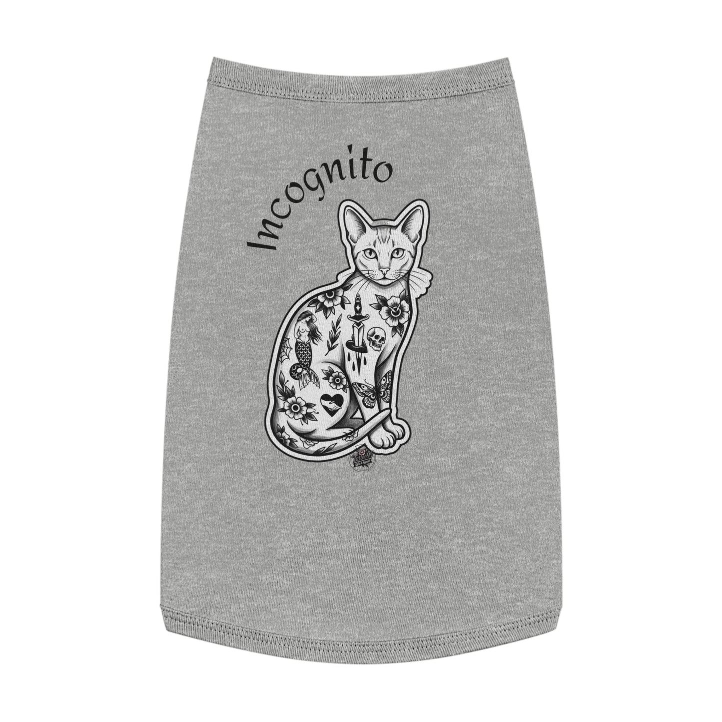 Incognito Tattoo Cat Pet Tank Top — Funny 'Incognito' Graphic Tank for Large Dogs