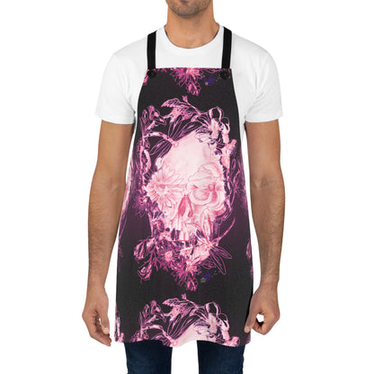 Floral Skull and Dragonfly Tattoo Art (Pink) - Apron